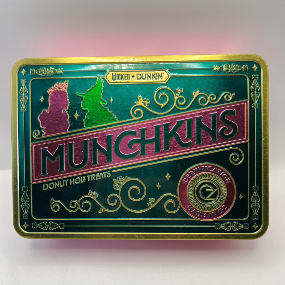 Wicked X Dunkin Munchkins 7" Collectible Tin with Original Paper EUC